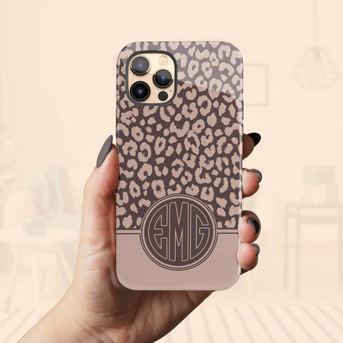 Boho Leopard Personalized Monogram iPhone Case